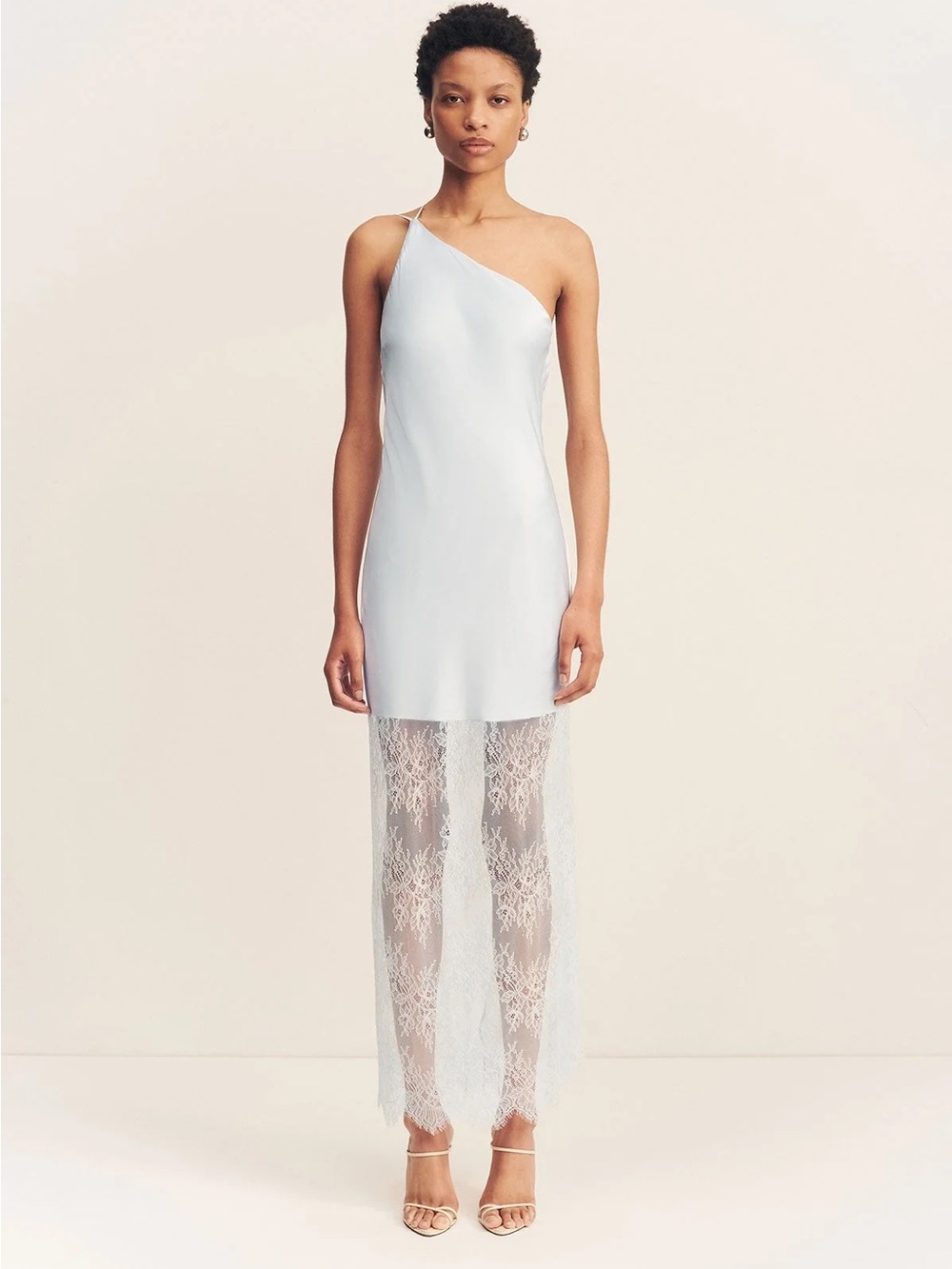 Shona Joy Labyrinth Lace One Shoulder Cowl Maxi Dress - Pale Blue | 8 - Picture 3 of 6